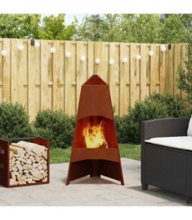 vidaXL Fire Pit Brown 50 x 50 x 95 cm Weathering Steel — Colour: Weathering steel/brown