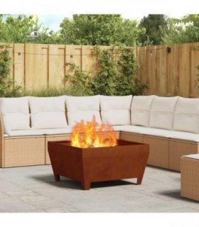 vidaXL Fire Pit Brown 80 x 80 x 43 cm Weathering Steel — Colour: Weathering steel/brown
