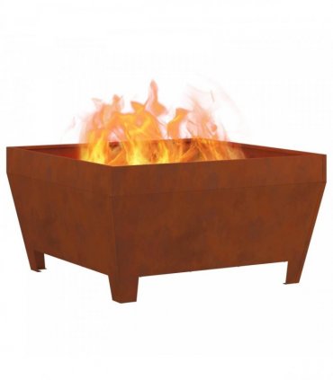 vidaXL Fire Pit Brown 80 x 80 x 43 cm Weathering Steel — Colour: Weathering steel/brown