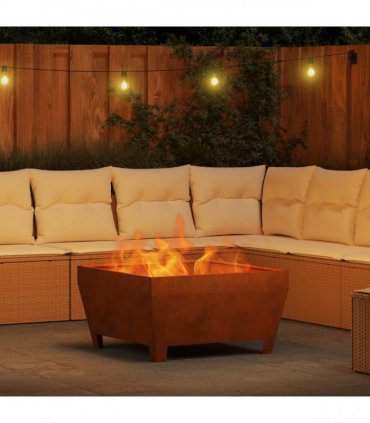 vidaXL Fire Pit Brown 80 x 80 x 43 cm Weathering Steel — Colour: Weathering steel/brown
