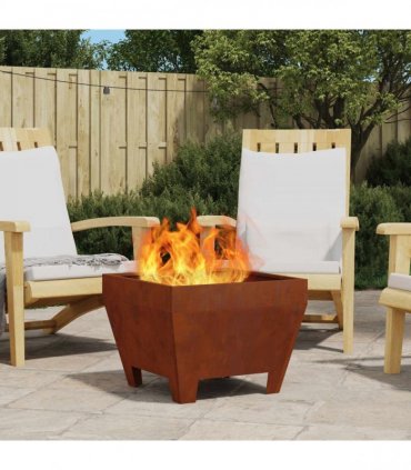 vidaXL Fire Pit Brown 50 x 50 x 38 cm Weathering Steel — Colour: Weathering steel/brown