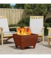 vidaXL Fire Pit Brown 50 x 50 x 38 cm Weathering Steel — Colour: Weathering steel/brown