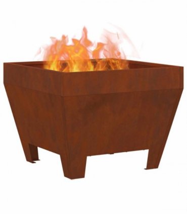 vidaXL Fire Pit Brown 50 x 50 x 38 cm Weathering Steel — Colour: Weathering steel/brown
