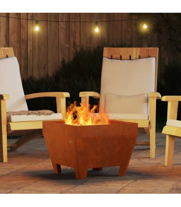 vidaXL Fire Pit Brown 50 x 50 x 38 cm Weathering Steel — Colour: Weathering steel/brown