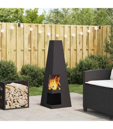 vidaXL Fire Pit Black 35 x 35 x 100 cm Steel — Colour: Cold-rolled steel/black