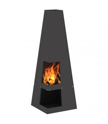 vidaXL Fire Pit Black 35 x 35 x 100 cm Steel — Colour: Cold-rolled steel/black