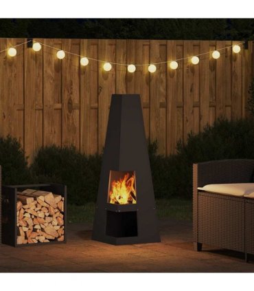vidaXL Fire Pit Black 35 x 35 x 100 cm Steel — Colour: Cold-rolled steel/black