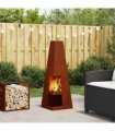 vidaXL Fire Pit Brown 35 x 35 x 100 cm Weather Steel — Colour: Weathering steel/brown
