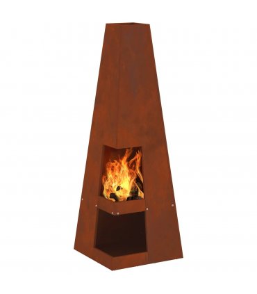 vidaXL Fire Pit Brown 35 x 35 x 100 cm Weather Steel — Colour: Weathering steel/brown