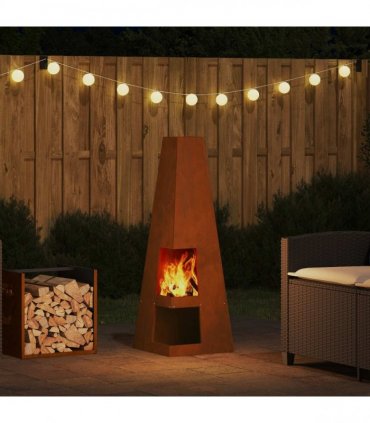 vidaXL Fire Pit Brown 35 x 35 x 100 cm Weather Steel — Colour: Weathering steel/brown
