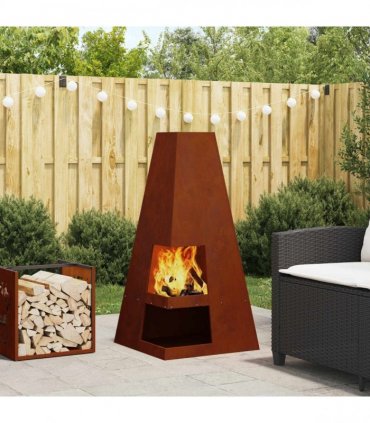 vidaXL Fire Pit Brown 50 x 50 x 100 cm Weathering Steel — Colour: Weathering steel/brown — V0672058102