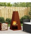 vidaXL Fire Pit Brown 50 x 50 x 100 cm Weathering Steel — Colour: Weathering steel/brown — V0672058102