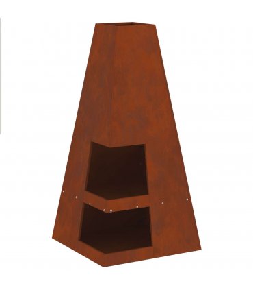 vidaXL Fire Pit Brown 50 x 50 x 100 cm Weathering Steel — Colour: Weathering steel/brown — V0672058102