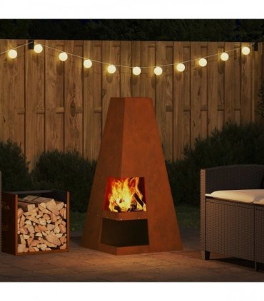 vidaXL Fire Pit Brown 50 x 50 x 100 cm Weathering Steel — Colour: Weathering steel/brown — V0672058102