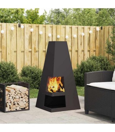 vidaXL Fire Pit Black 50 x 50 x 100 cm Steel — Colour: Cold-rolled steel/black — V0672058103