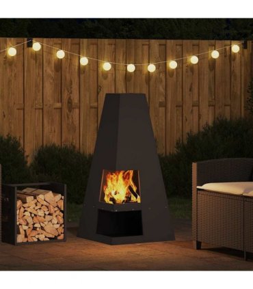 vidaXL Fire Pit Black 50 x 50 x 100 cm Steel — Colour: Cold-rolled steel/black — V0672058103