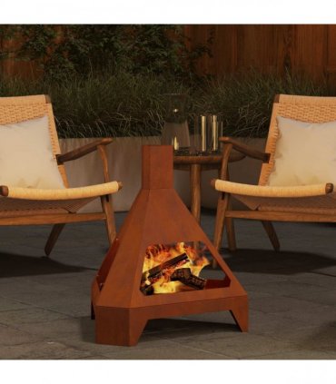 vidaXL Fire Pit Brown 50 x 43 x 52 cm Weathering Steel — Colour: Weathering steel/brown