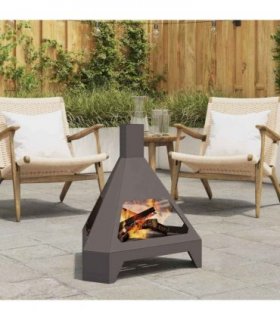 vidaXL Fire Pit Black 50 x 43 x 52 cm Steel — Colour: Cold-rolled steel/black
