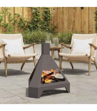 vidaXL Fire Pit Black 50 x 43 x 52 cm Steel — Colour: Cold-rolled steel/black