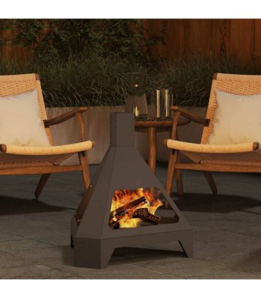 vidaXL Fire Pit Black 50 x 43 x 52 cm Steel — Colour: Cold-rolled steel/black