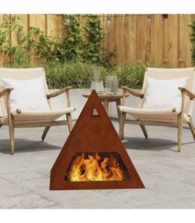 vidaXL Fire Pit Brown 50 x 50 x 51 cm Weathering Steel — Colour: Weathering steel/brown