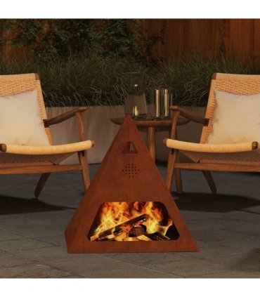 vidaXL Fire Pit Brown 50 x 50 x 51 cm Weathering Steel — Colour: Weathering steel/brown