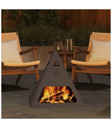 vidaXL Fire Pit Black 50 x 50 x 51 cm Steel — Colour: Cold-rolled steel/black
