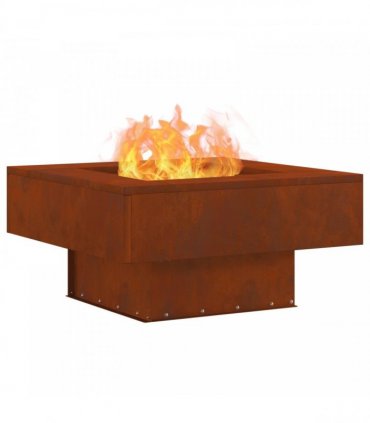 vidaXL Fire Pit Brown 60 x 60 x 30 cm Weathering Steel — Colour: Weathering steel/brown — V0672058109