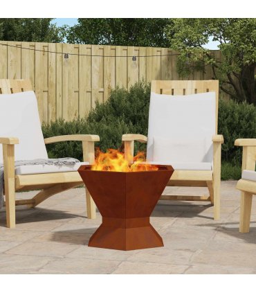 vidaXL Fire Pit Brown 50 x 50 x 40 cm Weathering Steel — Colour: Weathering steel/brown