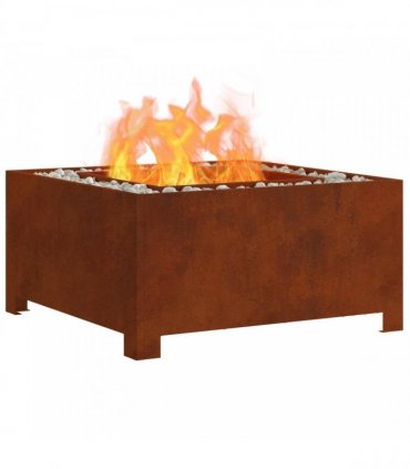 vidaXL Fire Pit Brown 80 x 80 x 40 cm Weathering Steel — Colour: Weathering steel/brown