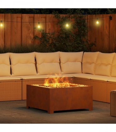 vidaXL Fire Pit Brown 80 x 80 x 40 cm Weathering Steel — Colour: Weathering steel/brown