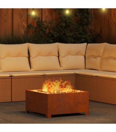vidaXL Fire Pit Brown 60 x 60 x 30 cm Weathering Steel — Colour: Weathering steel/brown — V0672058118