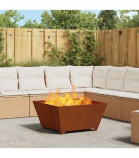 vidaXL Fire Pit Brown 80 x 80 x 40 cm Weathering Steel — Colour: Weathering steel/brown — V0672058120