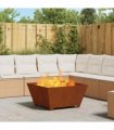 vidaXL Fire Pit Brown 80 x 80 x 40 cm Weathering Steel — Colour: Weathering steel/brown — V0672058120