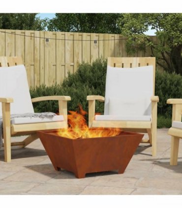 vidaXL Fire Pit Brown 60 x 60 x 30 cm Weather Steel — Colour: Weathering steel/brown