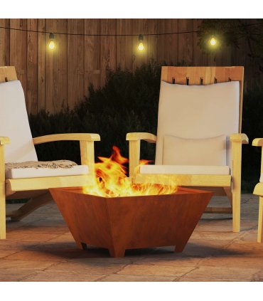 vidaXL Fire Pit Brown 60 x 60 x 30 cm Weather Steel — Colour: Weathering steel/brown