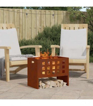 vidaXL Fire Pit Brown 50 x 30 x 40 cm Steel — Colour: Weathering steel/brown
