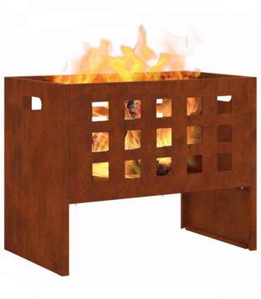 vidaXL Fire Pit Brown 50 x 30 x 40 cm Steel — Colour: Weathering steel/brown
