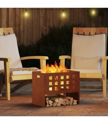 vidaXL Fire Pit Brown 50 x 30 x 40 cm Steel — Colour: Weathering steel/brown