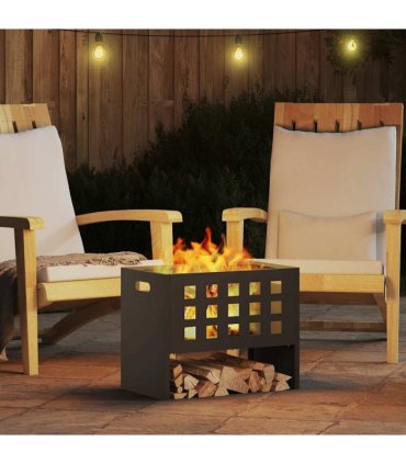 vidaXL Fire Pit Black 50 x 30 x 40 cm Steel — Colour: Cold-rolled steel/black