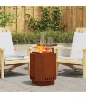 vidaXL Smokeless Fire Pit Brown 38 x 38 x 51 cm Weathering Steel — Colour: Weathering steel/brown