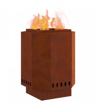 vidaXL Smokeless Fire Pit Brown 38 x 38 x 51 cm Weathering Steel — Colour: Weathering steel/brown