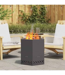vidaXL Smokeless Fire Pit Black 48 x 48 x 51 cm Steel — Colour: Cold-rolled steel/black — V0672058133