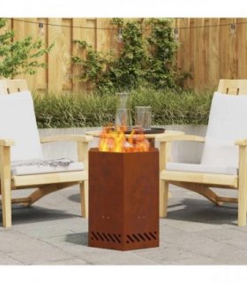 vidaXL Smokeless Fire Pit Brown 38 x 38 x 51 cm Weathering Steel — Colour: Weathering steel/brown — V0672058134