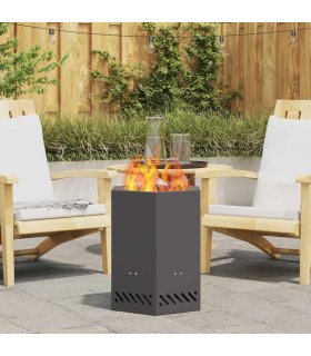 vidaXL Smokeless Fire Pit Black 38 x 38 x 51 cm Steel — Colour: Cold-rolled steel/black
