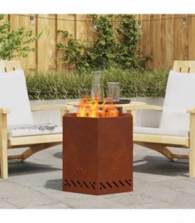 vidaXL Smokeless Fire Pit Brown 48 x 48 x 51 cm Weathering Steel — Colour: Weathering steel/brown