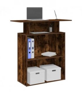 vidaXL Reception Desk Smoked Oak 100x40x104 cm Engineered Wood