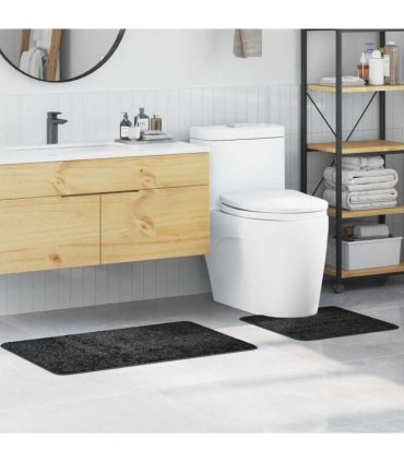 vidaXL Anti-slip Bath Mat Set 2 pcs Dark Grey PP