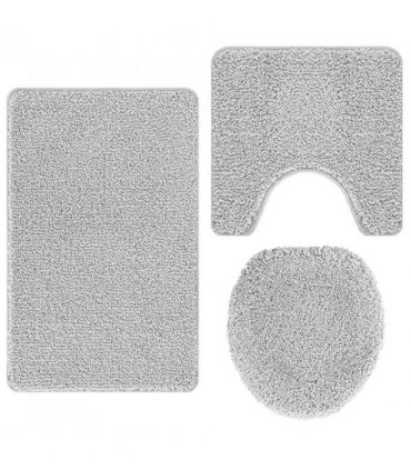 vidaXL Anti-slip Bath Mat Set 3 pcs Grey PP