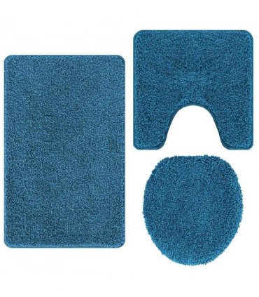 vidaXL Anti-slip Bath Mat Set 3 pcs Blue PP
